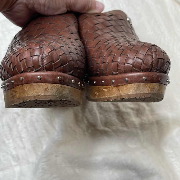 Brighton Crosby Mules Clogs Women's Size 8M Woven Studs Leather Brown - Picture 4 of 12